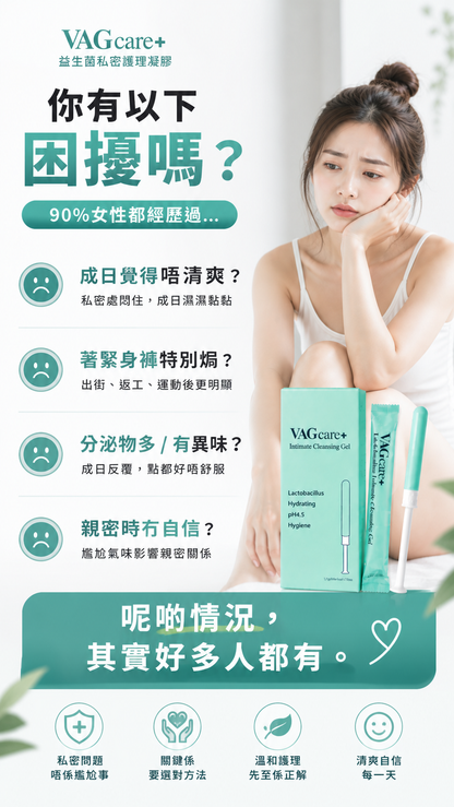 韓國VAGcare+益生菌女性私密護理凝膠〖 減少99%念珠菌， 舒緩陰道不適，除異味，提升彈性，改善暗沉，強效保濕〗